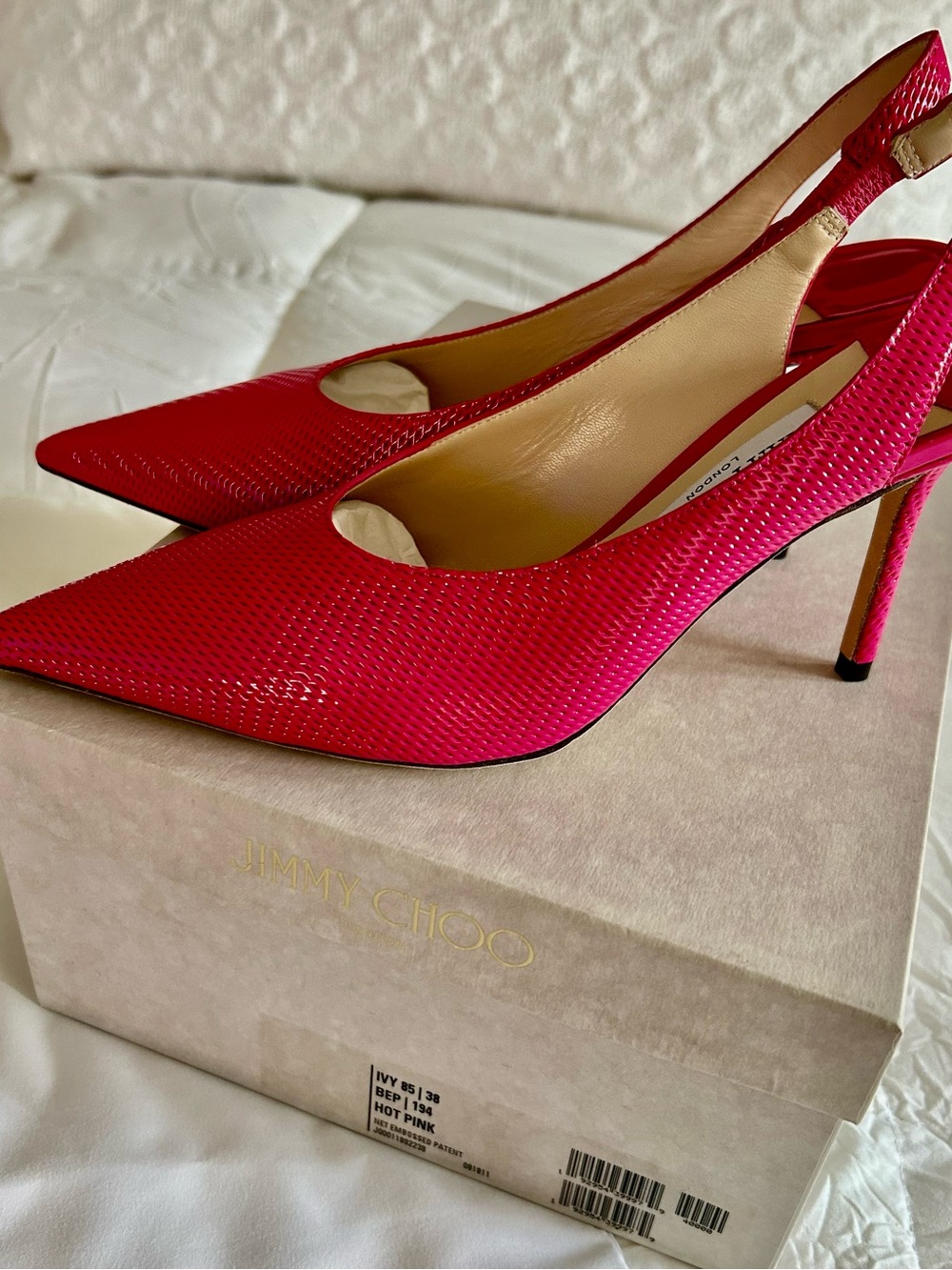 Jimmy Choo! Pristine!!!🩷 Ivy 85 Heels Pump Hot Pink 38 - Picture 13 of 14